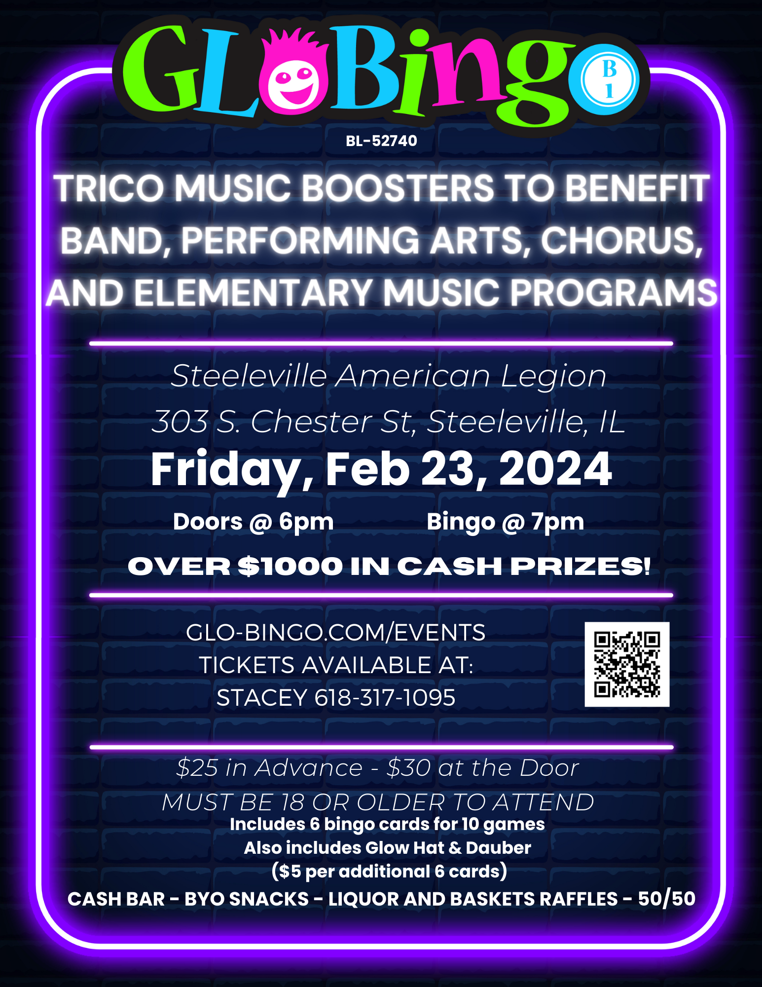 Steeleville American Legion to benefit Trico Music Department Glo Bingo